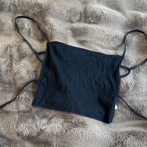OAK + FORT Black backless Crop Top